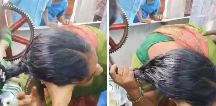 VIDEO: Woman’s hair gets stuck in sugarcane juice machine