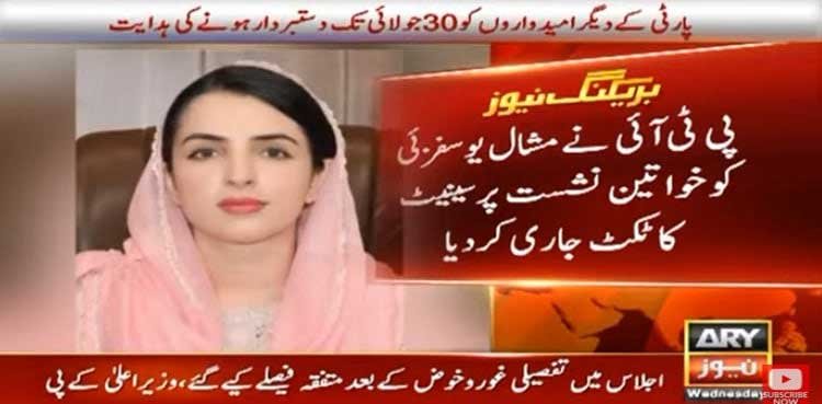 PTI issues Senate ticket to Mashal Yousafzai