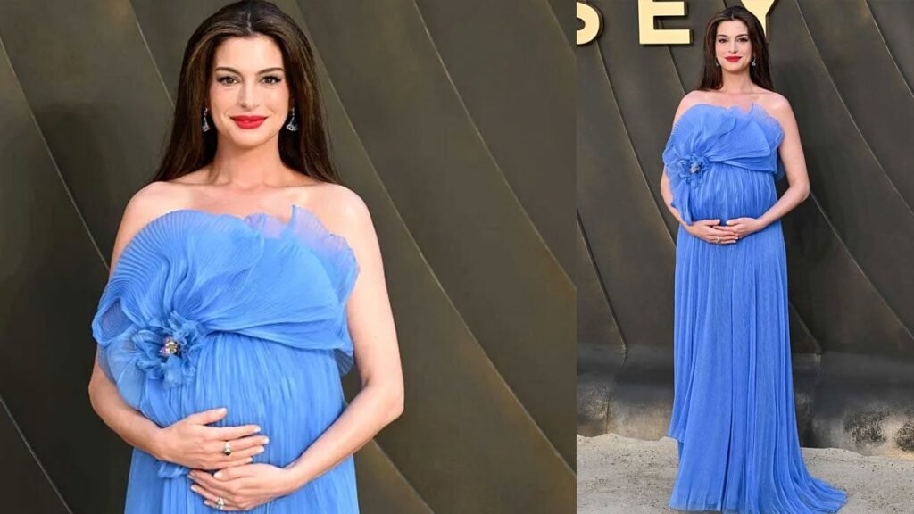 Anne Hathaway glows in powder blue gown at ‘The Odyssey’ London premiere