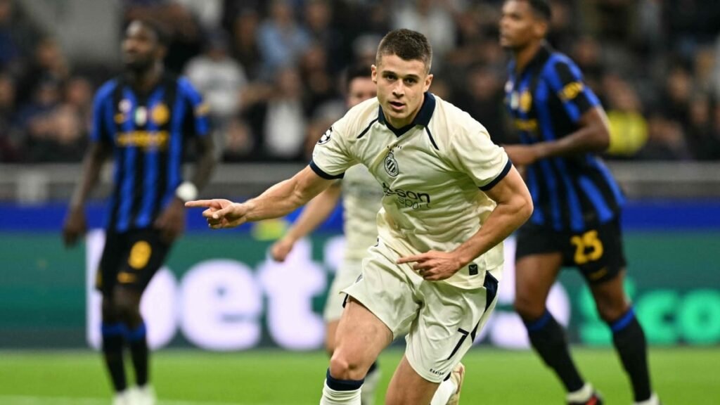 Tresoldi hat-trick fires Brugge past Inter Milan